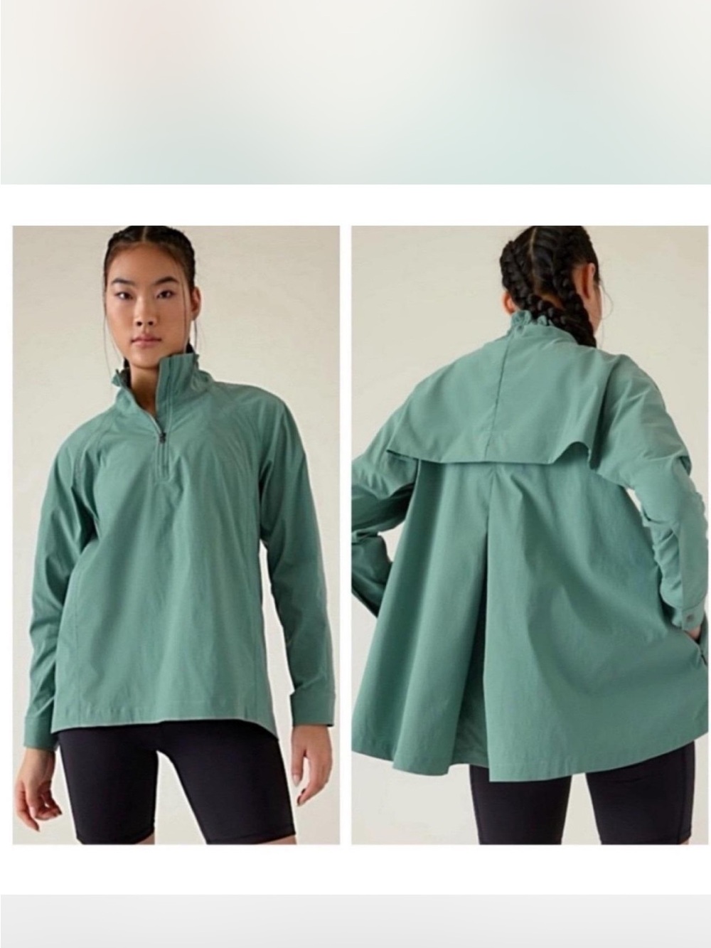 Athleta Teal Green Half-Zip Utility Jacket Anorak. Size L.